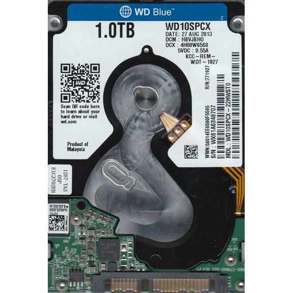 WD10SPCX-22HWST0, DCM HBVJBHO, Western Digital 1TB SATA 2.5 Hard Drive
