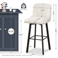 thumbnail image 3 of MultiHaven 29" Swivel Bar Stools Set of 3,Square Back&Metal Legs,PU Leather Counter Height Chairs for Kitchen Island,Bar,Cafe-Bright White, 3 of 11