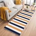 thumbnail image 2 of Burnt Orange Navy Blue Striped Large Area Rugs for Bedroom Living Room, Soft Non Slip Carpet Bedside Rug, Farmhouse Stripe Art Rectangular Floor Cover Kitchen Accent Rug 2'x6' for Dining Room/Office, 2 of 9