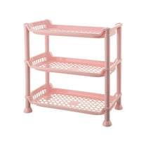 SLYNSHome 3-Tier Bathroom Kitchen Storage Rack Plastic Space-Saving Organizer with Non-Slip Base & Quick Drainage - Pink