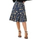 thumbnail image 1 of Falda Midi Floral con Volantes de Cintura Elástica A-Line Flowy para Mujeres INSPIRE CHIC Color Azul Oscuro XS, 1 of 6