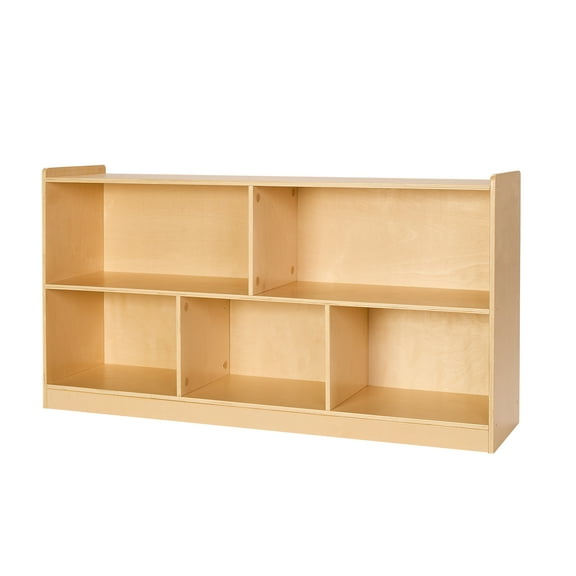 KFFKFF Montessori Bookshelf, 45-inch Wide Toy Storage Unit, 5-Section Children's Display Cabinet, Daycare Furniture, Kids' Bookshelf for Bedroom, Nursery, Living Room, Entryway, Preschool, Brown