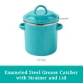 thumbnail image 4 of The Pioneer Woman 37-Ounce Enamel on Steel Grease Strainer, Teal Speckle, 4 of 7