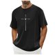thumbnail image 1 of Tops para hombre, blusas y camisas de cuello redondo y manga corta para hombre. Camiseta/camisa informal de cuello redondo y manga corta con estampado de corazones para hombre. Tops de poliéster para, 1 of 4