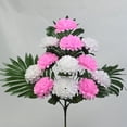 thumbnail image 4 of Artificial Fan Chrysanthemum Flowers, 2 Bundles Lifelike 12 Heads Silk Flowers for Cemetery Decor, Memorial Grave Arrangements, No Maintenance Tomb Decorations, 4 of 5