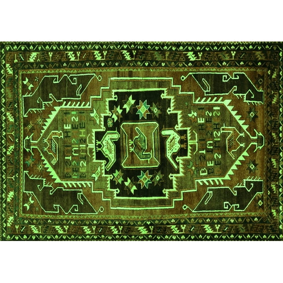 Ahgly Company Indoor Rectangle Persian Green Traditional Area Rugs, 5' x 8'