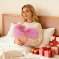 thumbnail image 5 of Lilixerw Fox Fur Imitation Long Hair Heart Shaped Pillow,Valentine's Day Soft Plush Lumbar Cushion for Sofa Bed,Wedding Couple Gifts,Festive Decorative Throw Pillow,15.74x11.81In,Hot Pink, 5 of 6