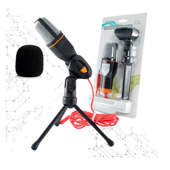 Micrófono Condensador Tripie Antipop Con Divisor De Audio Negro