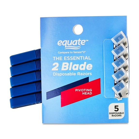 Equate 2 Blade Disposable Razors with Pivoting Head (5 Count), Compare to Gillette® Sensor®2