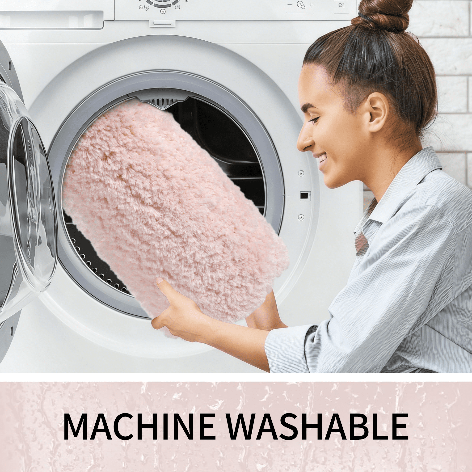 Wozola Pink Bathroom Rugs Mat, Soft Absorbent Microfiber Bath Rugs, Non Slip, Machine Washable Bath Mats for Bathroom Floor, Tub and Shower, Home Decor Accessories, 20" × 32"