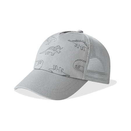 Krdevn Kids Dinosaur Print Mesh Back Baseball Cap Black Adjustable Trucker Hat Size:6-12 Months