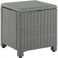 thumbnail image 1 of Crosley Bradenton Table d'Appoint Carré de Patio en Osier de 20 Pouces avec Dessus en Verre, Gris, 1 of 8