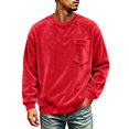 thumbnail image 3 of KICILVS Mens Sweatshirt Crewneck Fleece Pullover Long Sleeve Pocket Casual Winter Warm Top for Men Daily Wear Red, 3 of 9