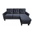 thumbnail image 2 of Everett Black Velvet Reversible Sectional Sofa Chaise, 2 of 5