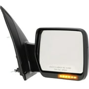 MIRROR Compatible For 2011-2014 Ford F-150 Right Passenger Heated Power Glass In-housing Signal Light Textured Black