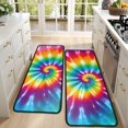 thumbnail image 4 of Kitchen Rugs Sets Of 2,Colorful Rainbow Tie Dye Spiral Pattern Anti Fatigue Kitchen Mat Rugs Non Slip Washable,Decorative Kitchen Floor Mats for Kitchen,Sink,Laundry,17"x47"+17"x47", 4 of 5