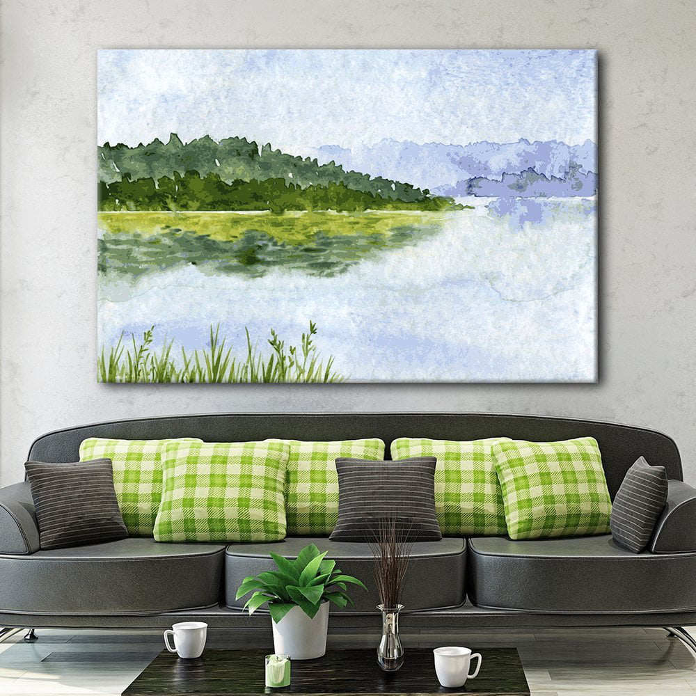 Tranquil Mountain Lake 24x36 inches Canvas Wall Art Home Decor wall26 