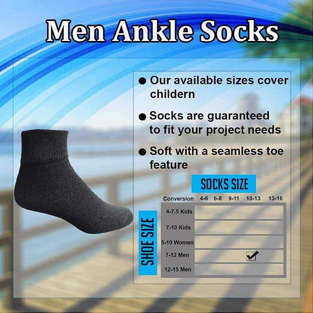 SOCKS'NBULK 60 Pairs Wholesale Bulk Sport Cotton Mens Crew, Ankle Socks, Value Deal, Size 10-13 (Mens - Black Ankle)