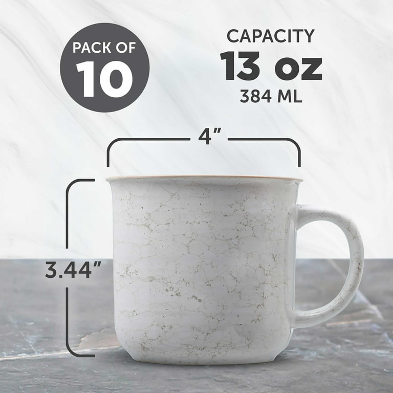 Marble Campfire Coffee Mugs 13 oz. Set of 10, Bulk Pack - Ceramic, Perfect  for Coffee, Tea, Espresso, Hot Cocoa, Other Beverages - Grey 