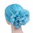 thumbnail image 2 of Tnobhg Women Exaggerated Flower Decor Turban Hat Solid Color Elastic Bonnet Beanie Hat Soft Breathable Pullover Hat Streetwear, 2 of 8