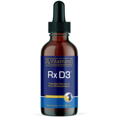 Rx Vitamins Rx D3 - Cat & Dog Vitamins Liquid D3 Drops in MCT Oil - Vitamin D for Dogs & Cats to Manage Deficiency - Aids in Dog Immune Support and Calcium Absorption - Pet Vitamin D3 - 2oz
