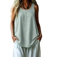 thumbnail image 6 of Womens Tank Tops Cotton Linen Casual Sleeveless Vest Summer Loose Comfy Camisole Green Tank Tops for Women, 6 of 9
