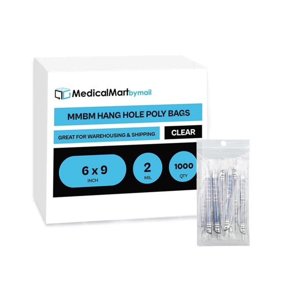 MMBM 2 Mil 6" x 9" Zipper Plastic Reclosable Bags with Hang Hole 1000 Pcs