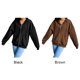 thumbnail image 5 of Sudadera de lana con capucha de color sólido XXL para mujer, chaqueta de manga larga, top holgado con cremallera para calle, color negro, 5 of 6
