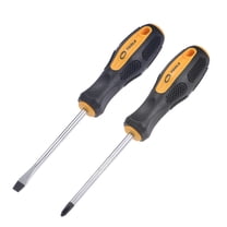 Uxcell #2 Phillips / 7mm Slotted 4" S2 Steel Round Shaft Magnetic Screwdriver Set Non-Slip Black Yellow Handle