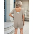 thumbnail image 5 of Gdvsclr Womens Summer Short Sleeve Romper Loose Casual V Neck Shorts Overalls Ladies Dressy Comfy Jumpsuits with Pockets Khaki M, 5 of 6