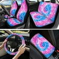 thumbnail image 2 of Jeiento Tie Dye 13 PCS Car Seat Cover Set Auto Steering Wheel Cover Seat Belt Pad Cup Holder Auto Armrest Cover Keychain Automobile Accessories Sets Pink Blue, 2 of 8