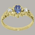 thumbnail image 3 of LBG British Made 14k Yellow Gold Natural Tanzanite & Diamond Womens Statement Ring - 33 size options - Size 9.25, 3 of 9