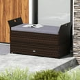 thumbnail image 2 of Costway Banc d'Extérieur avec Coussin en Rotin PE Tressé à la Main et Poignées Latérales Rangement Gris, 2 of 10