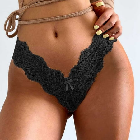 

MRULIC panties for women Sexy Fashion Lace Lingerie Underwear Lace Pants Lace Low Waist Underwear Black + One size