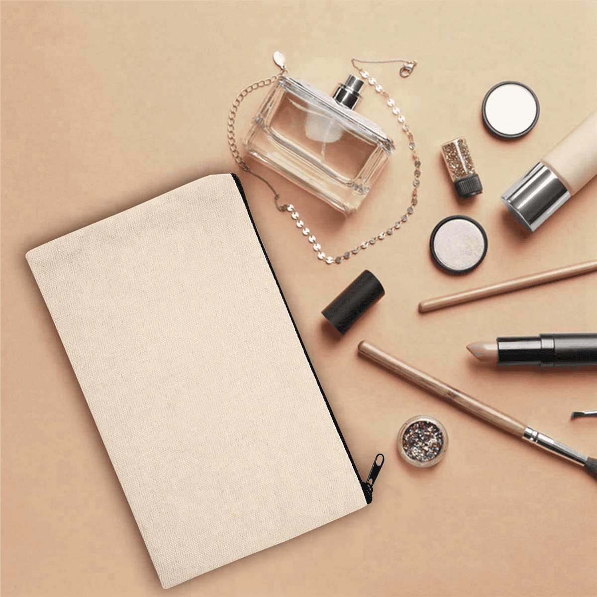 40 Pcs Blank DIY Craft Bag Canvas Pen Case Blank Makeup Bags - Canvas Pencil Bag Cotton Canvas Cosmetic Bag Travel Bag