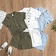 thumbnail image 2 of Conjunto de ropa de playa de lino para niños, conjunto de 2 piezas, pantalones cortos, Polo, Color sólido, estilo informal, playa, boda, Verano, 2 of 5