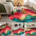 thumbnail image 6 of Watercolors Red Blue Green Round Living Room Rugs 4 ft, Modern Art Washable Area Rug with Non-Slip Sturdy Edge Binding Round Carpet for Entryway Kitchen Bedroom Bathroom, 6 of 9