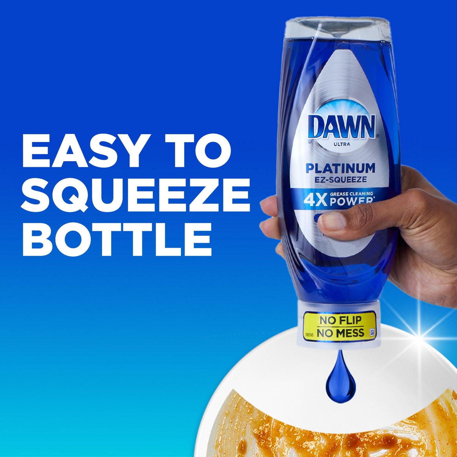 Dawn EZ-Squeeze Platinum Dishwashing Liquid Dish Soap, Refreshing Rain Scent 366ML