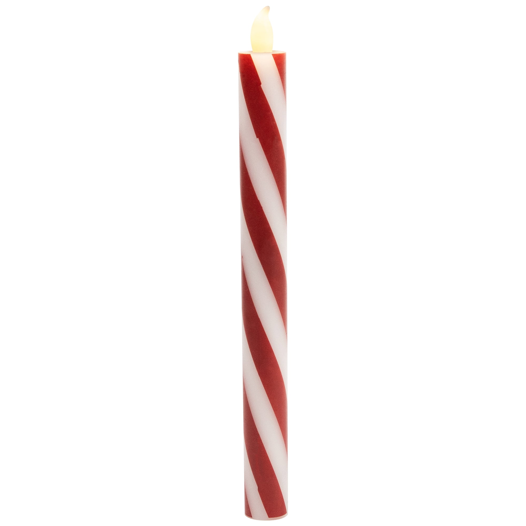 Northlight Candy Cane Striped Flameless Tapered Christmas Candles - 9.5" - Red and White - Set of 4
