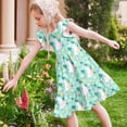 thumbnail image 6 of Momihoom Girls' Easter Bunny and Egg Print Ruffled Sleeve Tiered Dress - Festive A-Line Dress for Spring Celebrations, 6 of 7