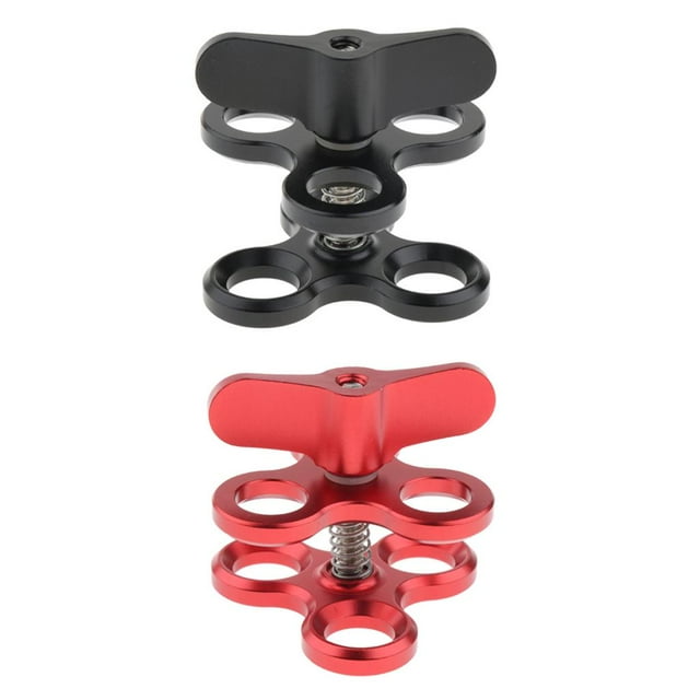 2xTriple Ball Clamp Soporte de Clip de 3 Orificios Sistema de de lámpara de Buceo Subacuático