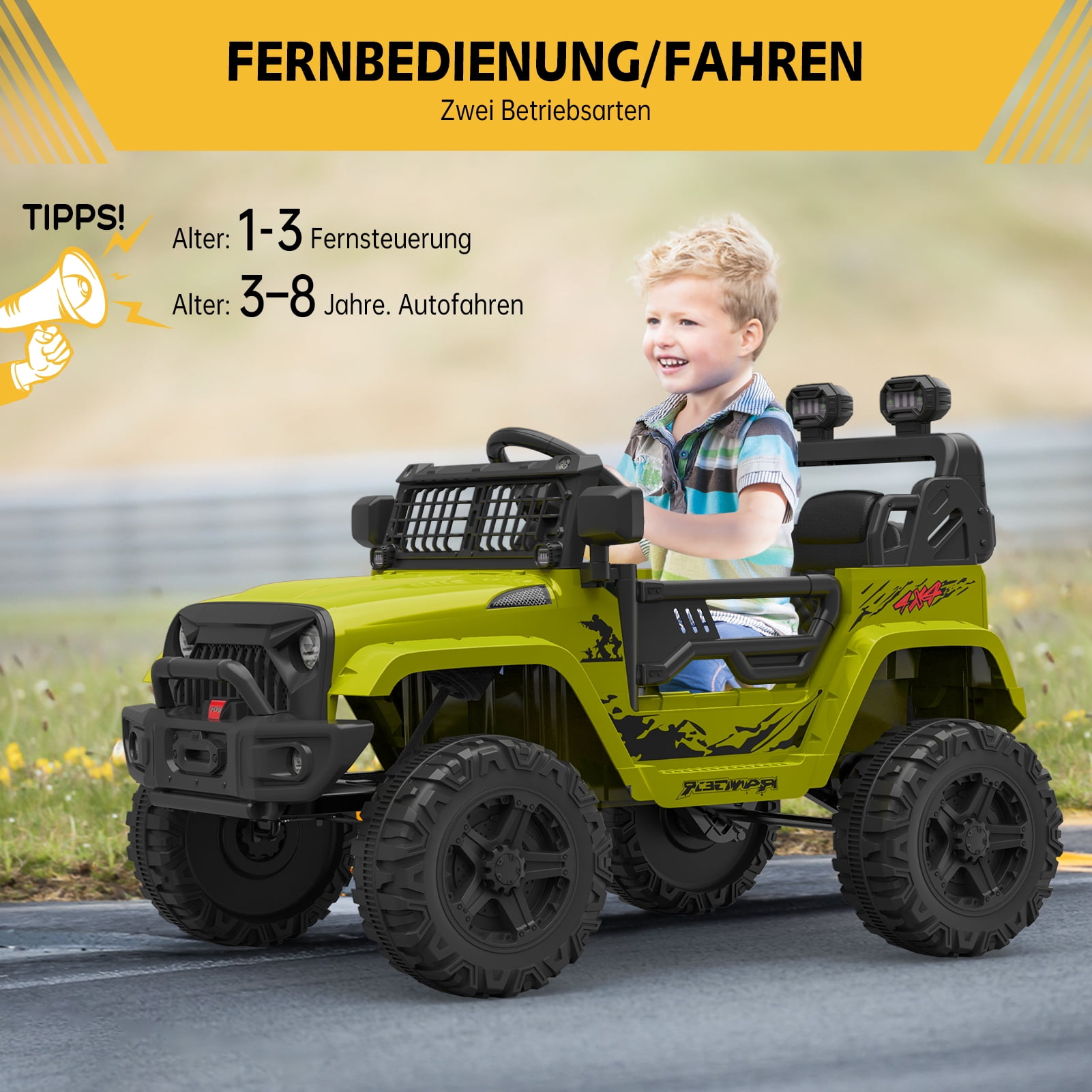 CazToi 12V Kids Ride On Truck Toddlers Battery Powered Electric Vehicle with Remote Control Ride On Toy Car for Boys Girls 3-8
