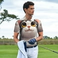 thumbnail image 2 of Kdxio Cute Cartoon Kitten Print Men's Short Sleeve Polo Shirt,Midweight Men's Shirt-Small, 2 of 5