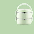 thumbnail image 6 of YIKA Tupperware Container Portable Lunch Box Circular Fresh-keeping Box Stainless Steel Insulated Student Office Worker Lunch Box Bento Boxes Kitchen Storage Green, 6 of 6