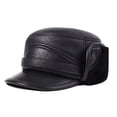 thumbnail image 3 of Men's Hat Thicken Real Leather Fur Baseball Caps With Ears Warm Dad's Hats Bomber ,Durable Quality, 3 of 7
