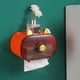 thumbnail image 5 of Caja de pañuelos de pared, impermeable, dispensador de papel higiénico con diseño de gato de la suerte para cocina, baño y oficina, color naranja, 5 of 12