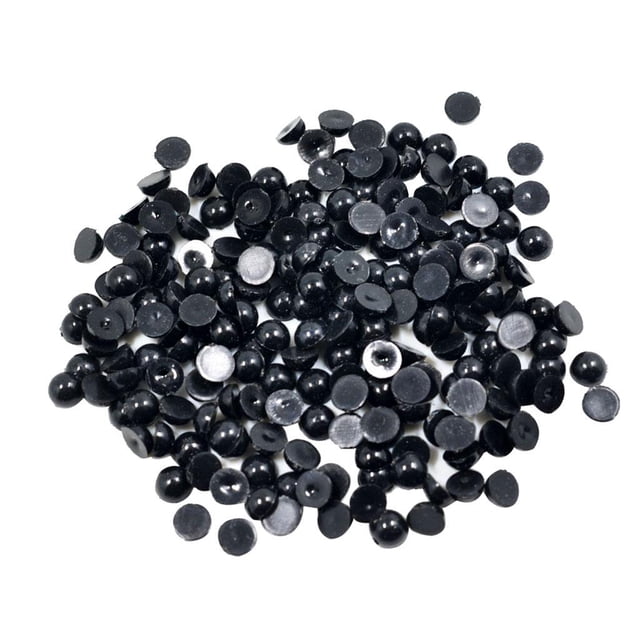 Cabujones de perlas negras planas de media caña, ideales para la creación de joyas. 6mm