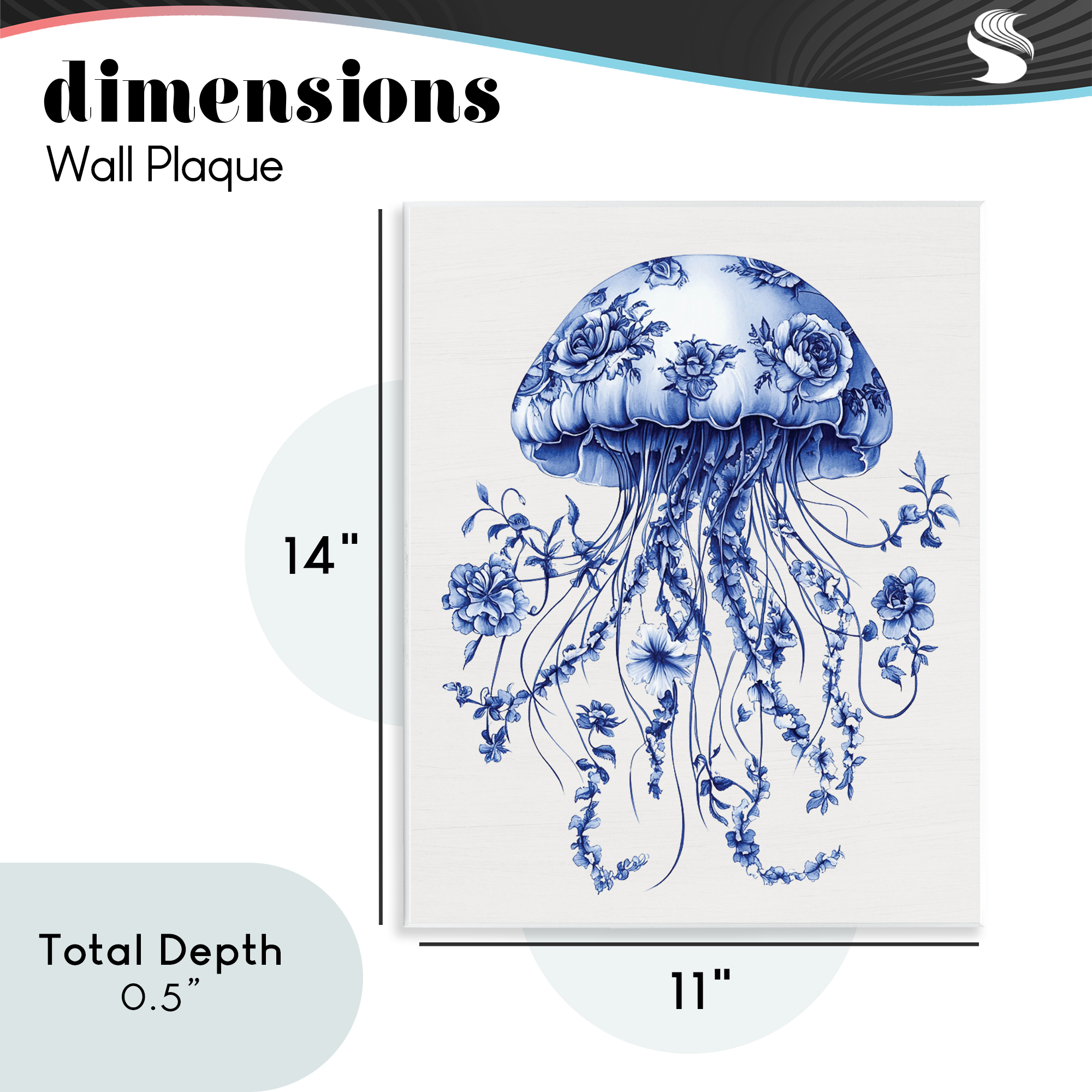 Funky Vintage Toile Jellyfish Wall Plaque Art, design by Lettered and Lined