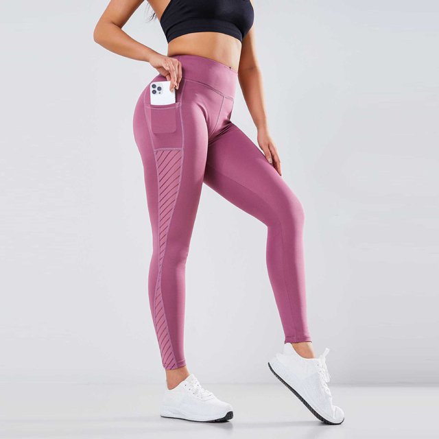 WILLBEST Pantalones de Yoga de Cintura Alta y Gruesos Con Bolsillos Para Mujer, Mallas Elásticas y Cómodas Para Hacer Ejercicio En El Gimnasio. Extra Grande