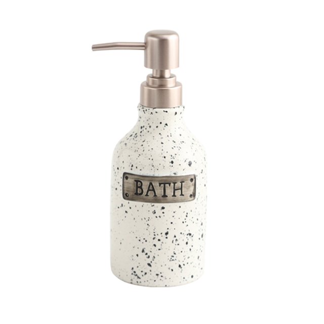 Qeeadeea Ceramic Lotion Dispenser, Hand Soap Dispenser, Refillable Shampoo Dispenser, Bathroom Vanity Countertop-White-400ml/14oz